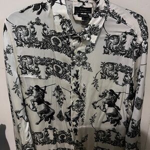 Zara Monochrome Equestrian Print Men's Dress  Shirt